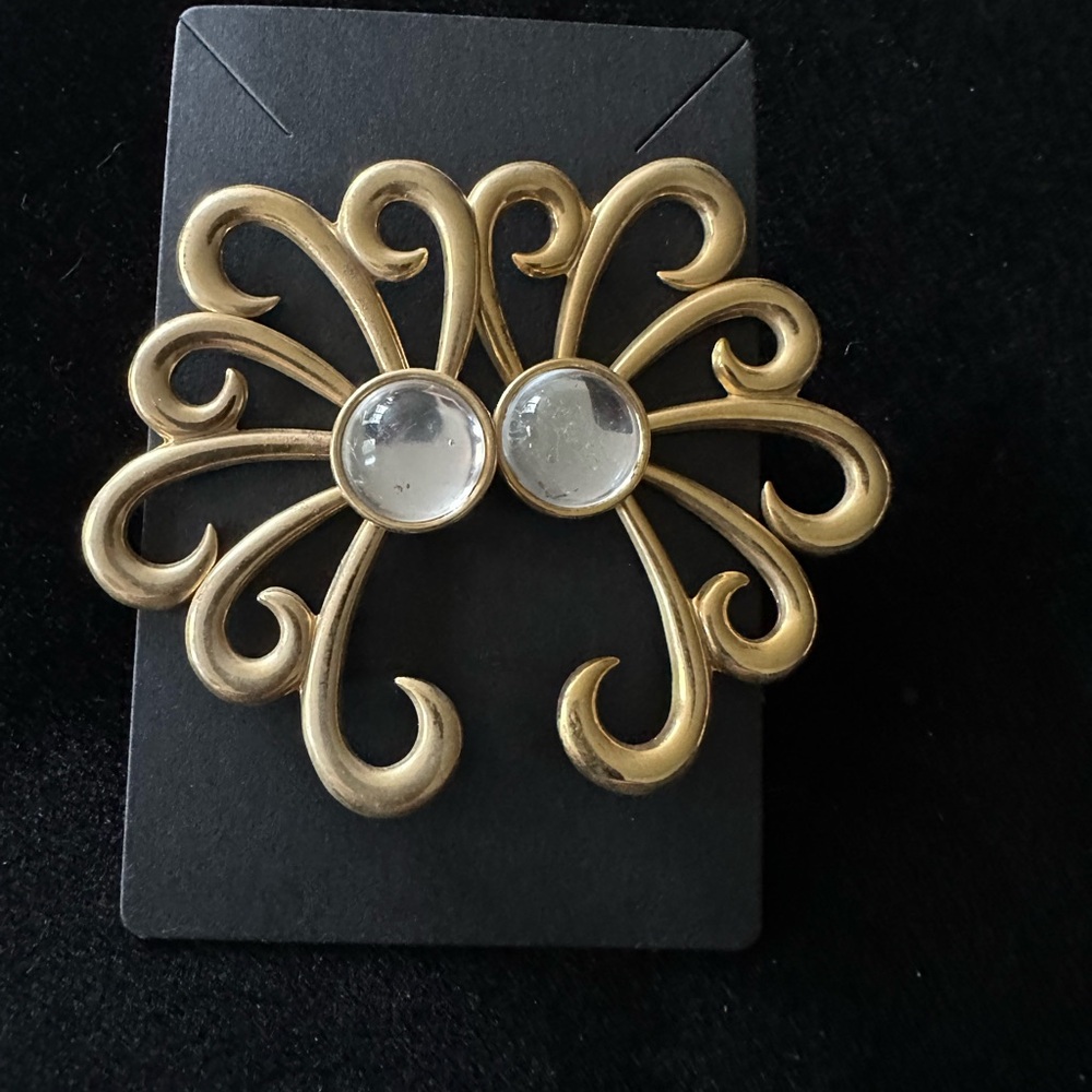 Gold Swirl Earrings with crystal Accents